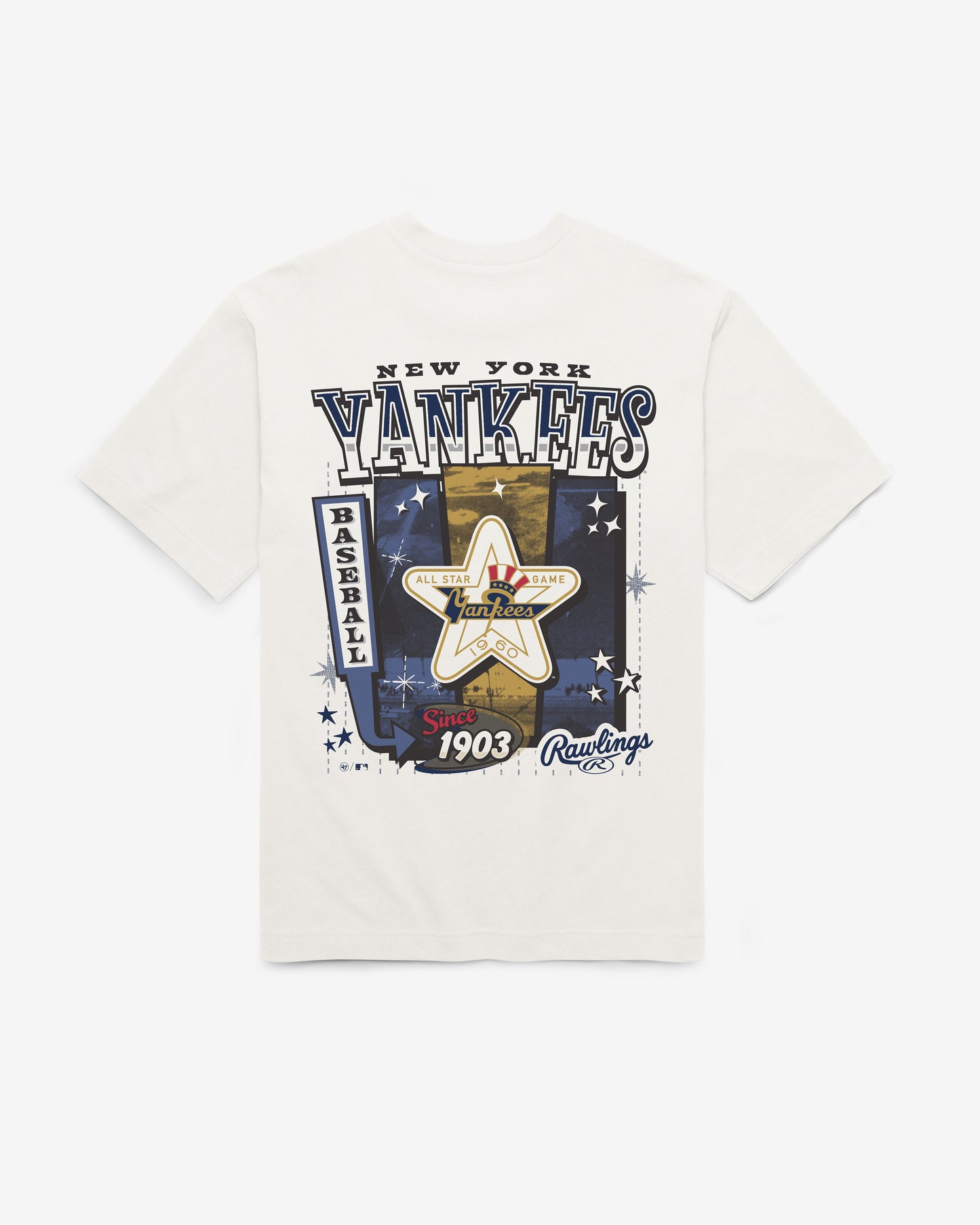 NEW YORK YANKEES COOPERSTOWN RAWLINGS POSTER '47 FOUNDATION TEE