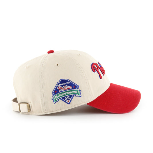 PHILADELPHIA PHILLIES COOPERSTOWN BALLPARK SCRIPT SHOT '47 CLEAN UP