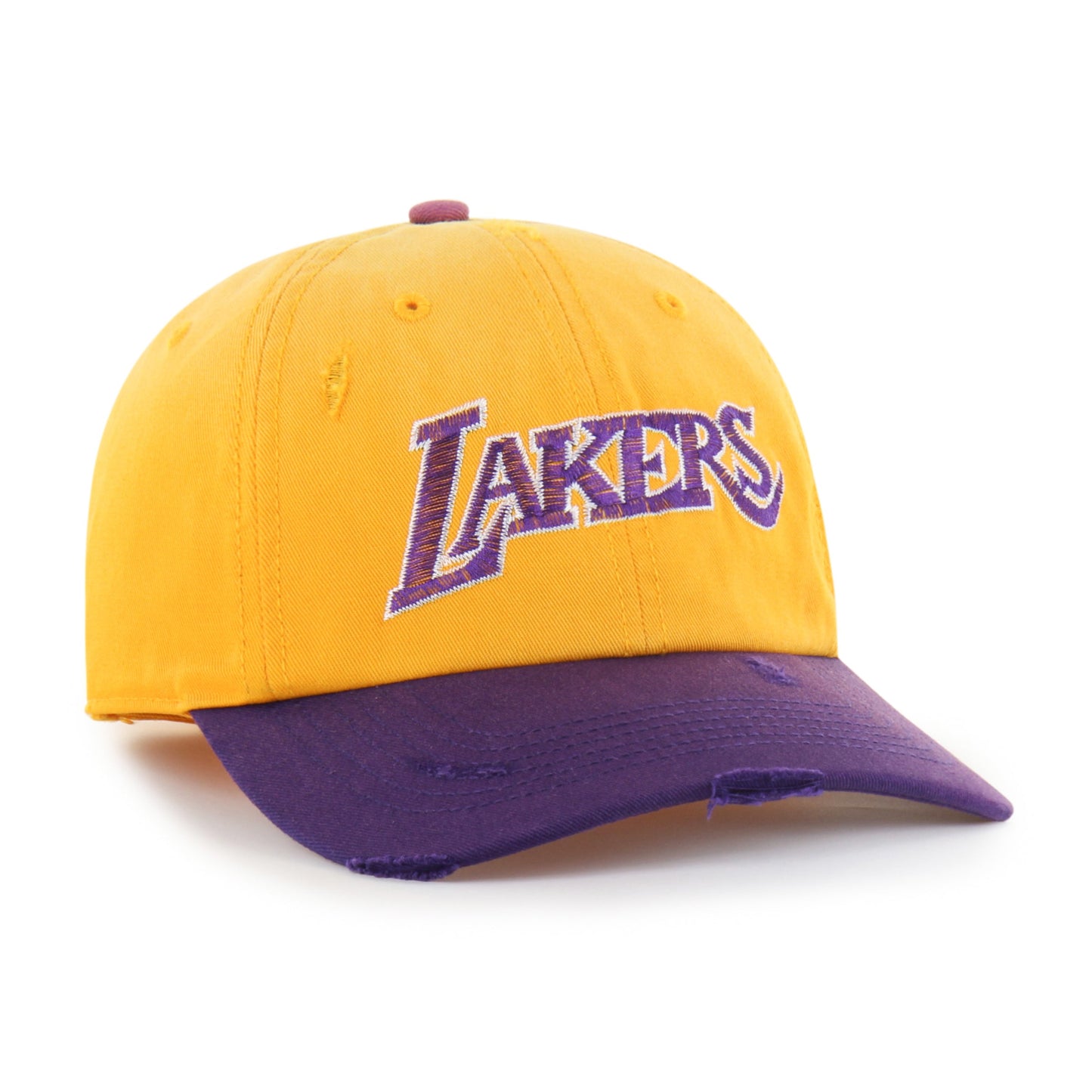 LOS ANGELES LAKERS HARDWOOD CLASSICS WORN SCRIPT '47 CLEAN UP MF MID FIT