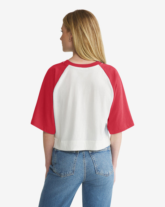 GEORGIA BULLDOGS VINTAGE INFIELD SHIFT '47 RAGLAN CROP TEE WOMENS