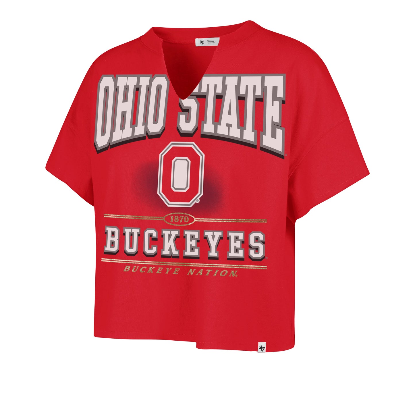 OHIO STATE BUCKEYES ELATION '47 OVERSIZED NOTCH NECK TEE WOMENS
