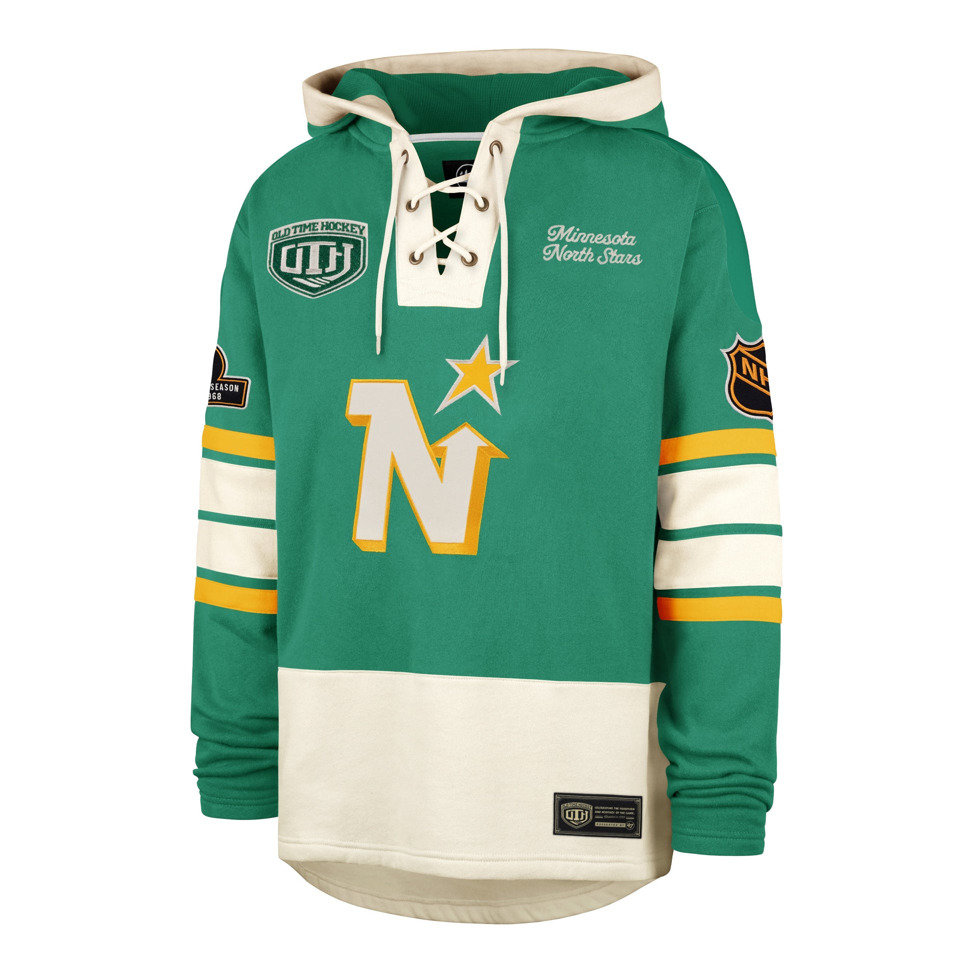 OLD TIME HOCKEY MINNESOTA NORTH STARS / DALLAS STARS VINTAGE PUCK DROP DUAL '47 HERITAGE LACER