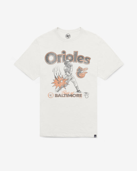 BALTIMORE ORIOLES COOPERSTOWN SWINGIN' '47 SCRUM TEE