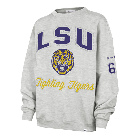 LOUISIANA STATE TIGERS LSU STONEY CLOVER LANE X '47 OVERSIZED GLITTER ARCH CREW WOMENS