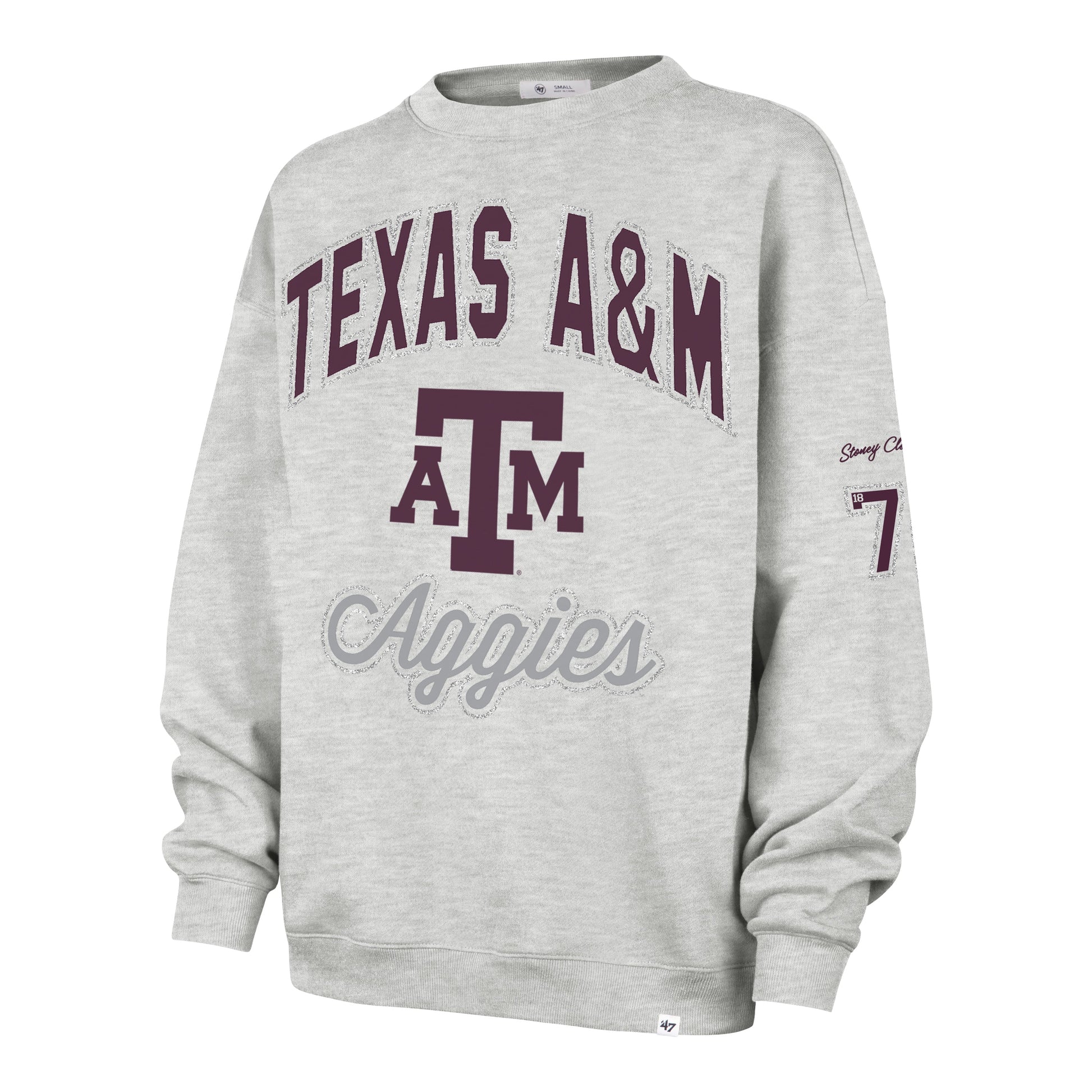 TEXAS A&M AGGIES STONEY CLOVER LANE X '47 OVERSIZED GLITTER ARCH CREW WOMENS