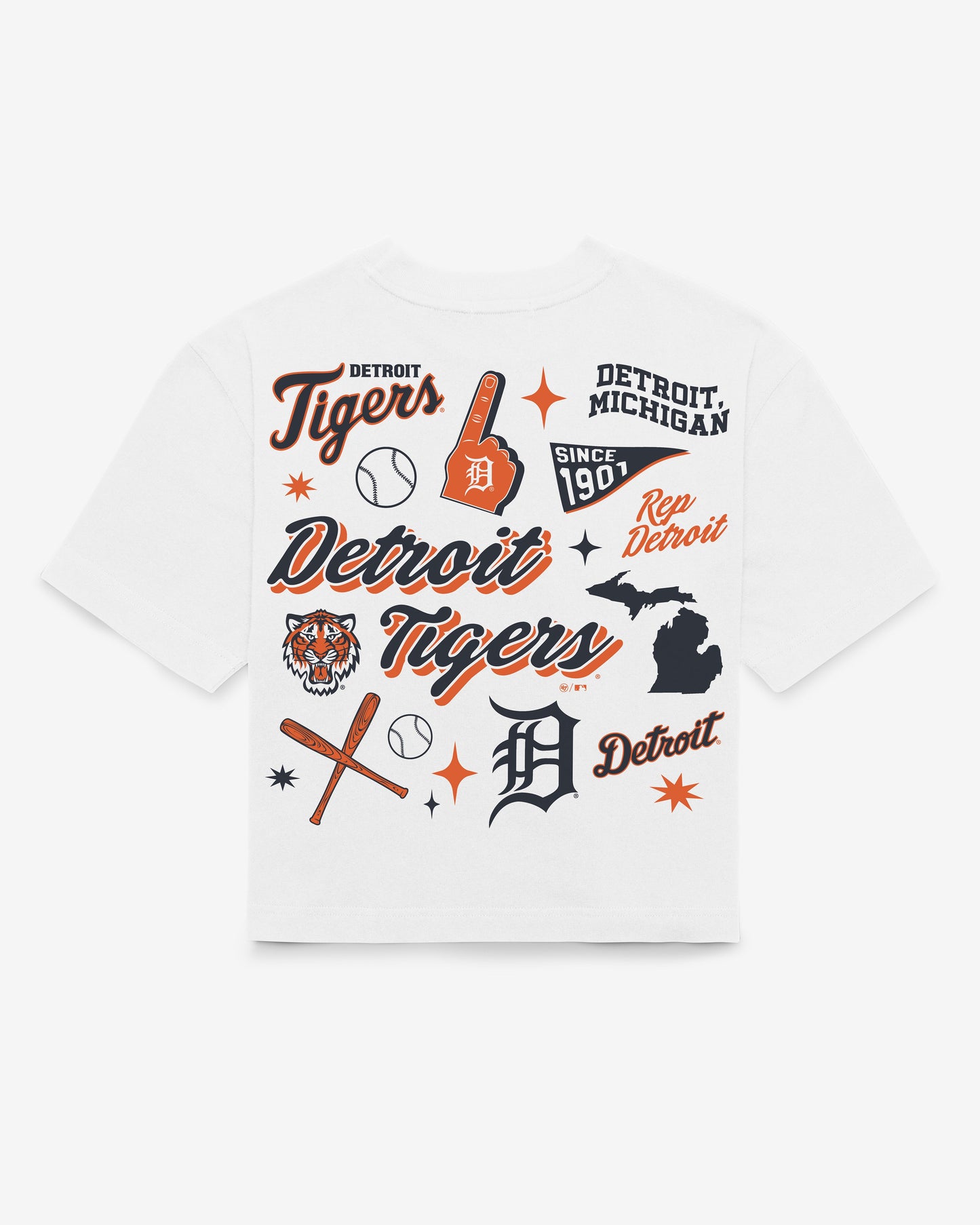 DETROIT TIGERS COLLAGE SCRIPT '47 REED CITY TEE WOMENS