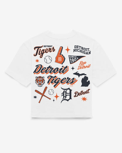 DETROIT TIGERS COLLAGE SCRIPT '47 REED CITY TEE WOMENS