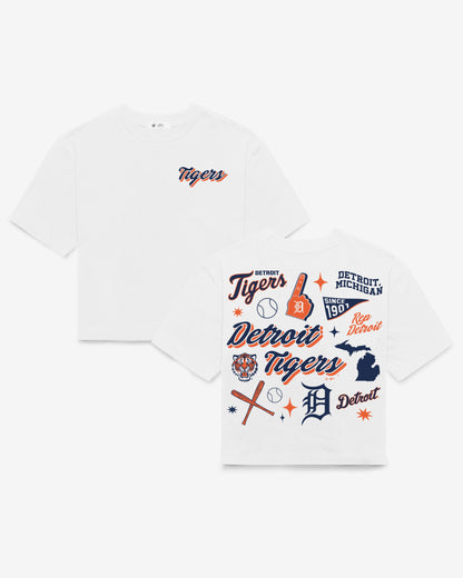 DETROIT TIGERS COLLAGE SCRIPT '47 REED CITY TEE WOMENS