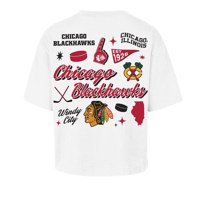 CHICAGO BLACKHAWKS COLLAGE SCRIPT '47 REED CITY TEE WOMENS
