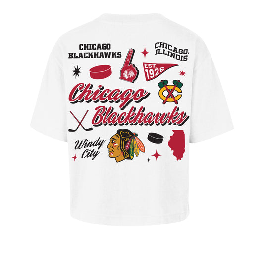 CHICAGO BLACKHAWKS COLLAGE SCRIPT '47 REED CITY TEE WOMENS