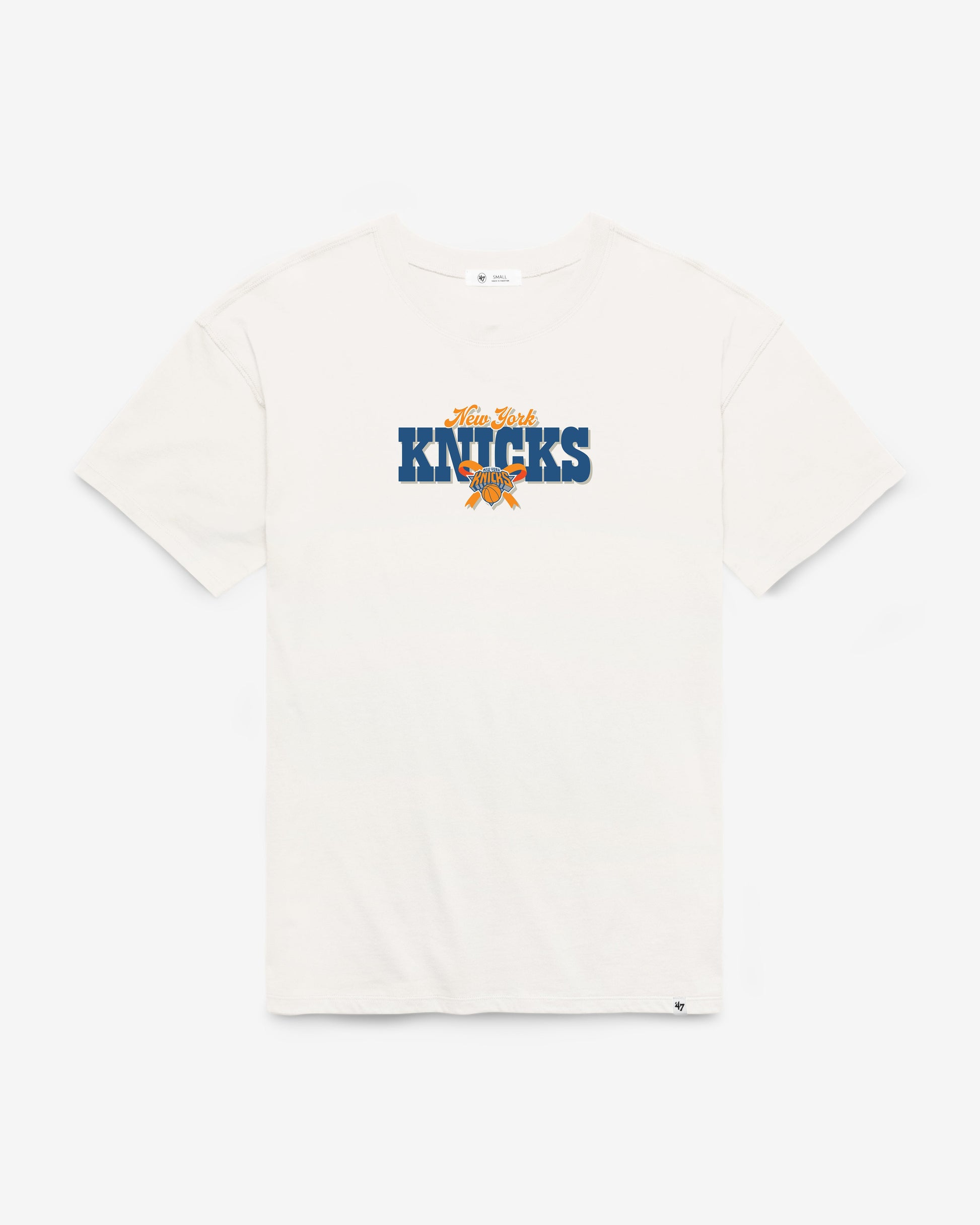 NEW YORK KNICKS BOW AND BANNER BACKER '47 SADIE TEE WOMENS
