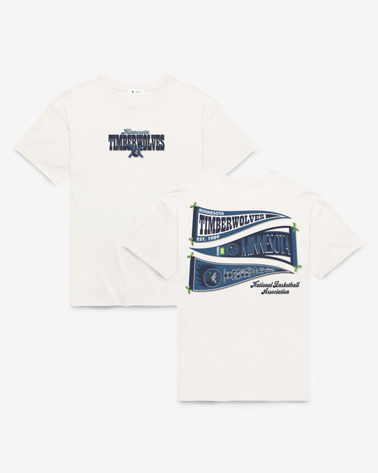 MINNESOTA TIMBERWOLVES BOW AND BANNER BACKER '47 SADIE TEE WOMENS