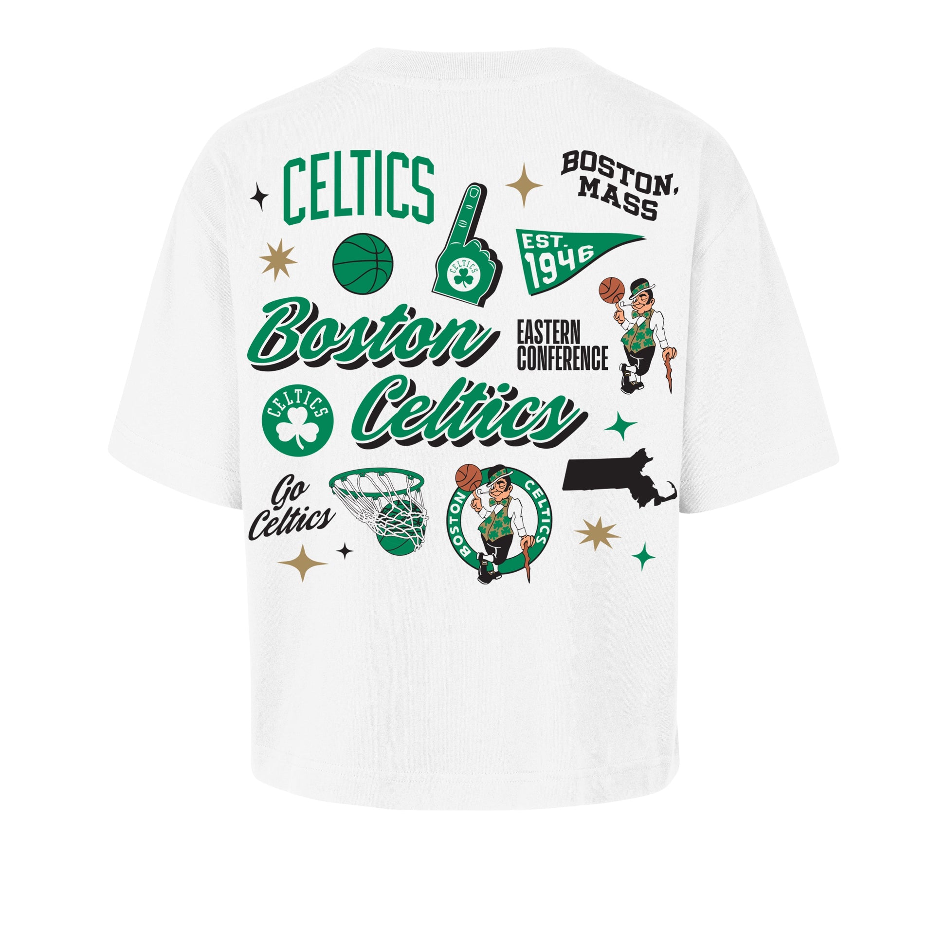 BOSTON CELTICS COLLAGE SCRIPT '47 REED CITY TEE WOMENS