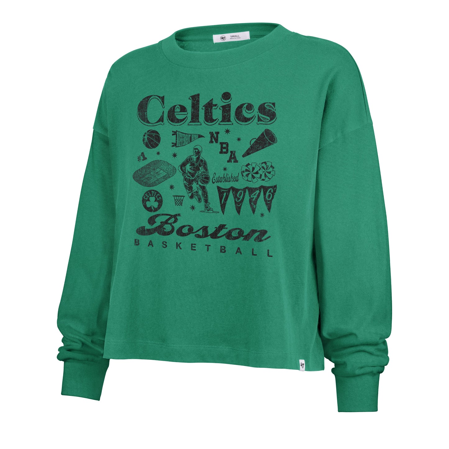 BOSTON CELTICS TEAM COLLAGE '47 SYDNEY LONG SLEEVE TEE WOMENS
