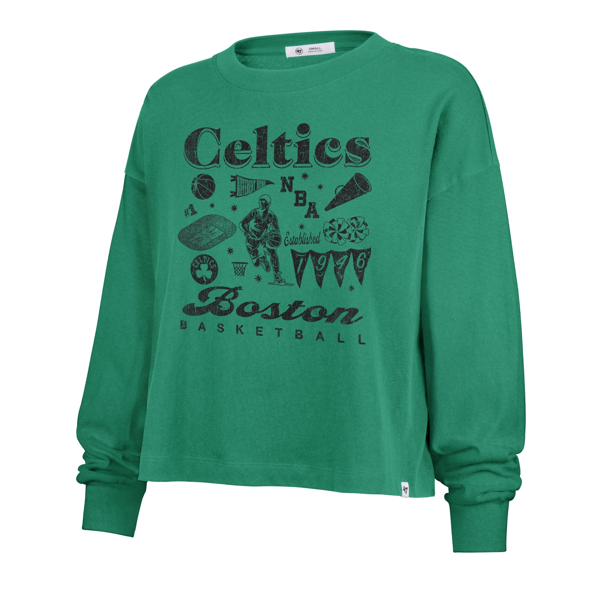 BOSTON CELTICS TEAM COLLAGE '47 SYDNEY LONG SLEEVE TEE WOMENS