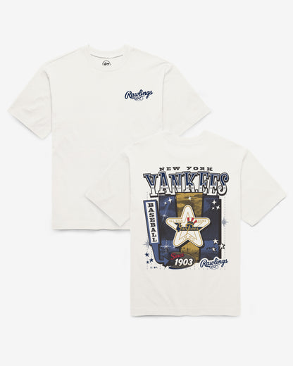 NEW YORK YANKEES COOPERSTOWN RAWLINGS POSTER '47 FOUNDATION TEE