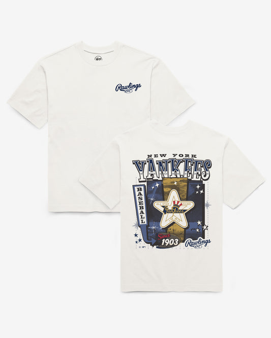 NEW YORK YANKEES COOPERSTOWN RAWLINGS POSTER '47 FOUNDATION TEE