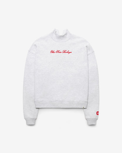 OHIO STATE BUCKEYES SCRIPT '47 MOCK NECK PULLOVER WOMENS