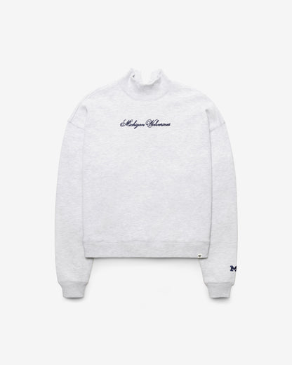 MICHIGAN WOLVERINES SCRIPT '47 MOCK NECK PULLOVER WOMENS