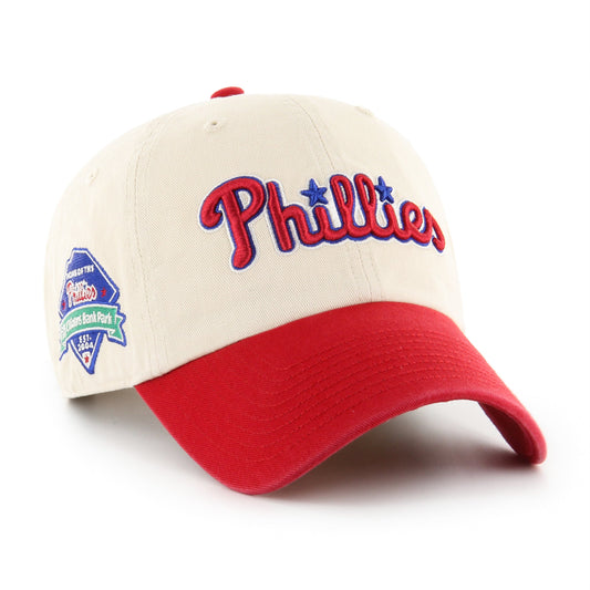 PHILADELPHIA PHILLIES COOPERSTOWN BALLPARK SCRIPT SHOT '47 CLEAN UP