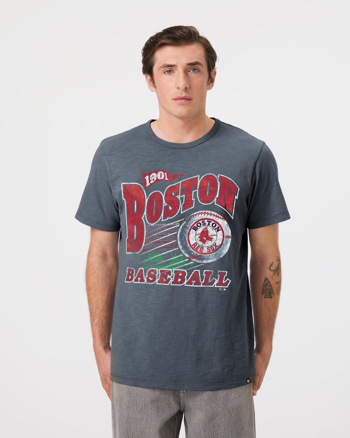 BOSTON RED SOX COOPERSTOWN GAME WORN HEAVY '47 SLUB TEE