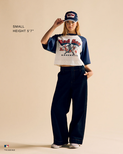 BOSTON RED SOX COOPERSTOWN INFIELD SHIFT '47 RAGLAN CROP TEE WOMENS