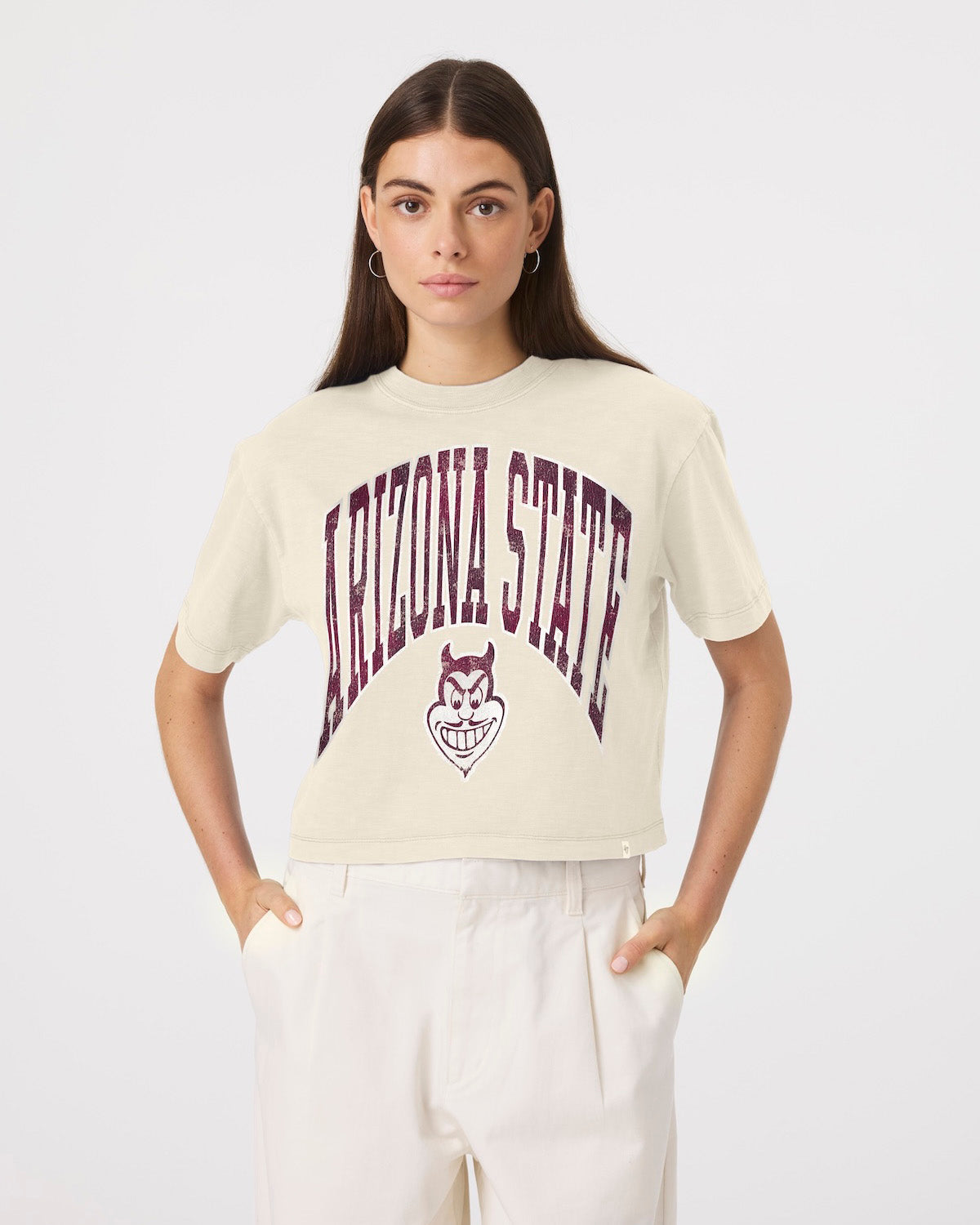 ARIZONA STATE SUN DEVILS ASU VINTAGE MINDI HEAVY '47 SLUB CROP TEE WOMENS
