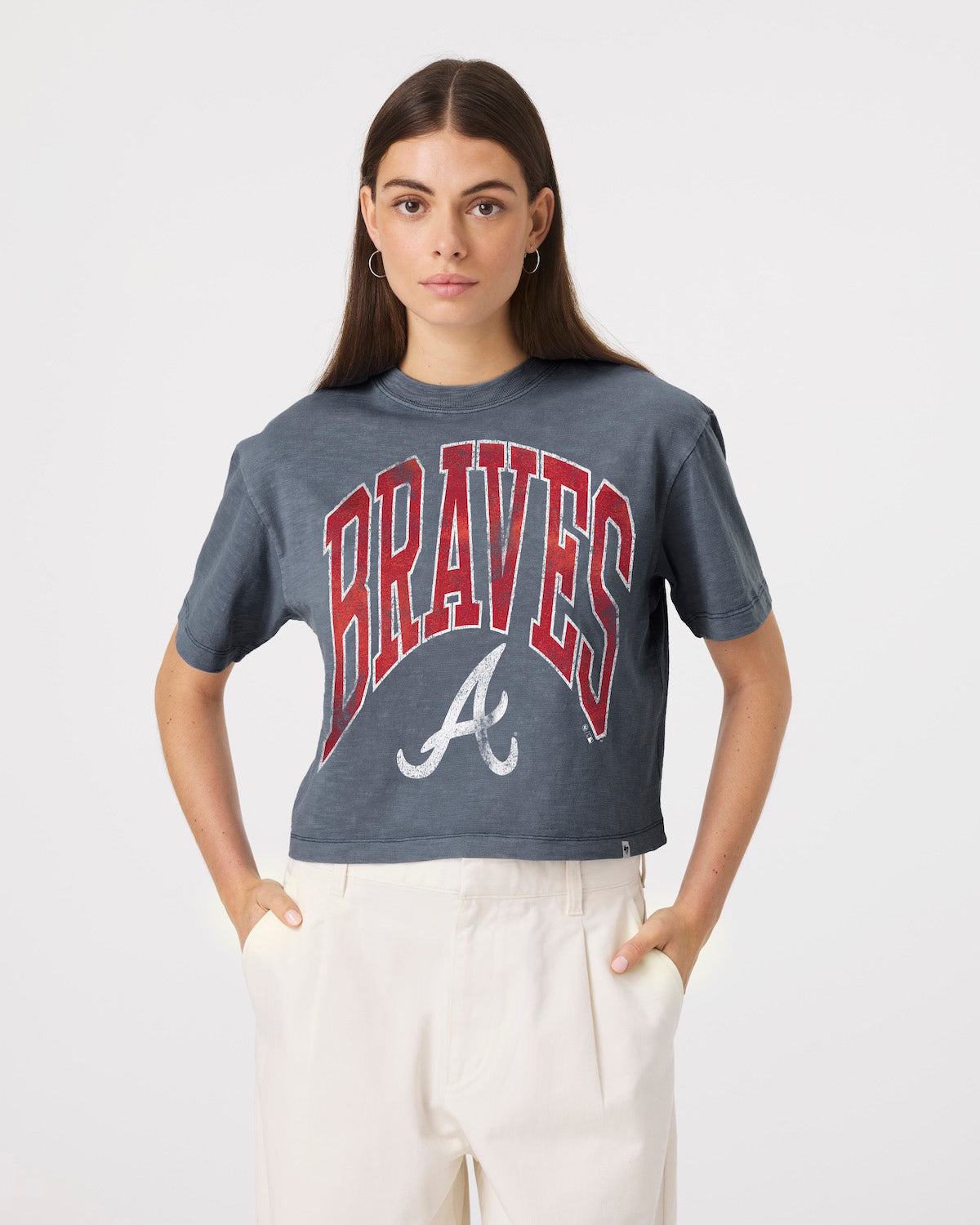 ATLANTA BRAVES MINDI HEAVY '47 SLUB CROP TEE WOMENS