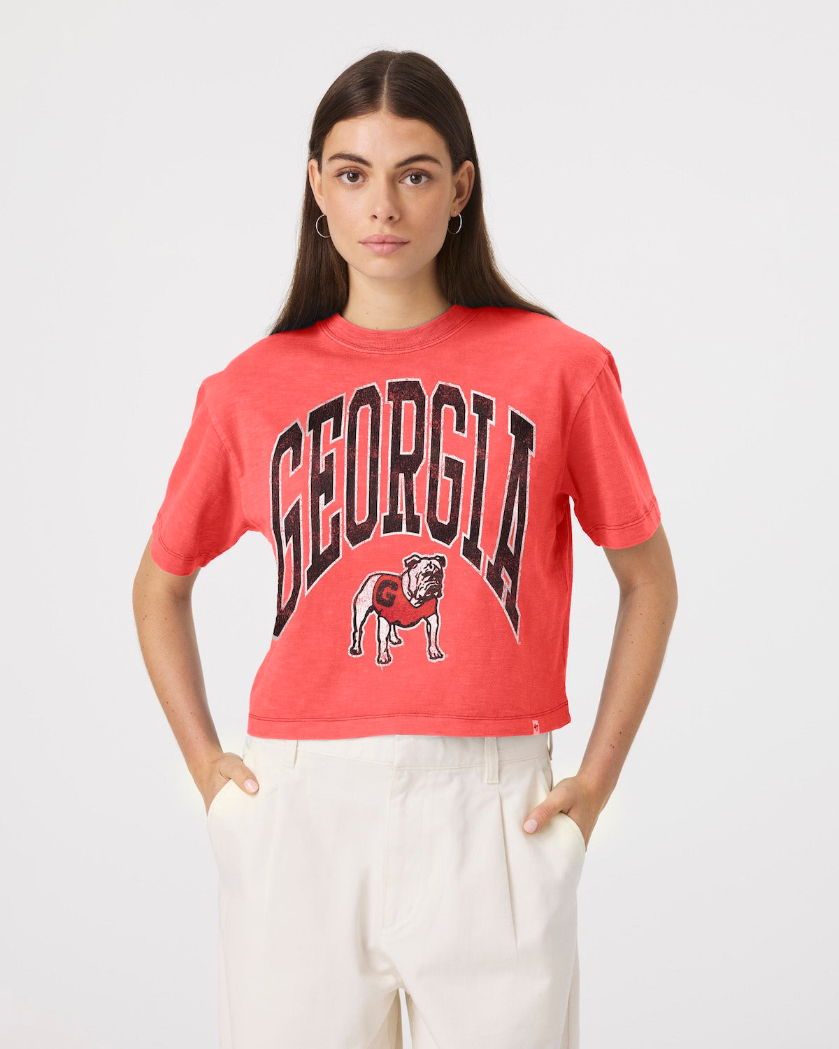 GEORGIA BULLDOGS MINDI HEAVY '47 SLUB CROP TEE WOMENS