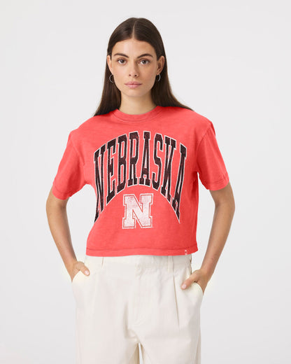 NEBRASKA CORNHUSKERS MINDI HEAVY '47 SLUB CROP TEE WOMENS