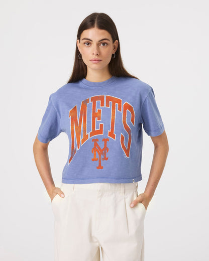 NEW YORK METS MINDI HEAVY '47 SLUB CROP TEE WOMENS