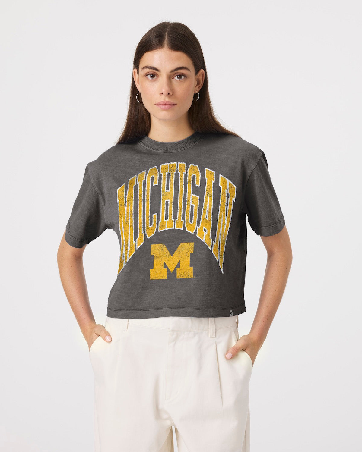 MICHIGAN WOLVERINES MINDI HEAVY '47 SLUB CROP TEE WOMENS