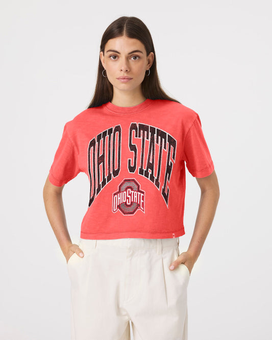 OHIO STATE BUCKEYES MINDI HEAVY '47 SLUB CROP TEE WOMENS