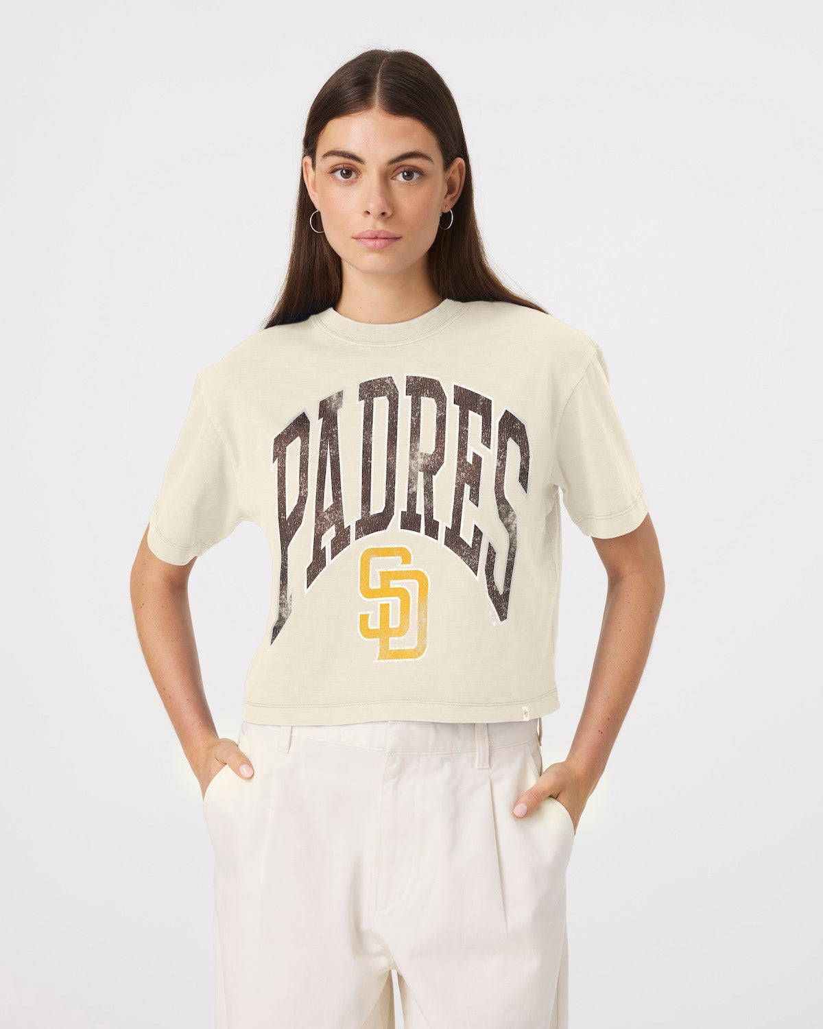SAN DIEGO PADRES MINDI HEAVY '47 SLUB CROP TEE WOMENS