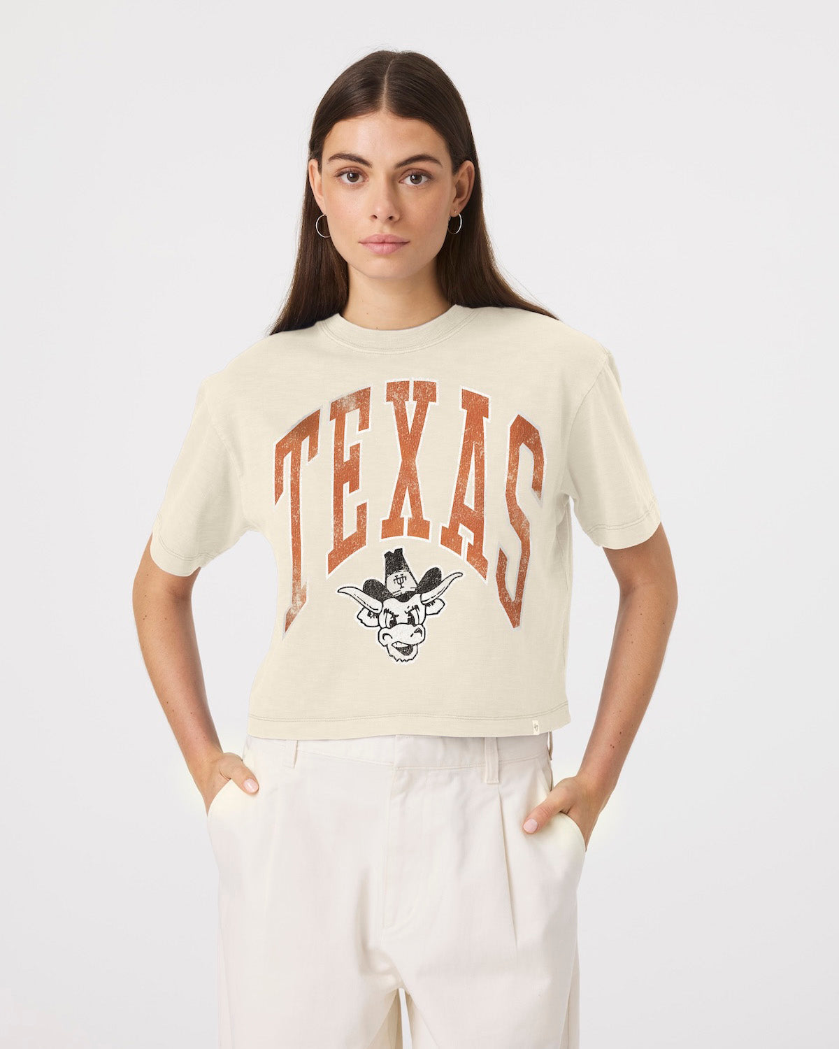 TEXAS LONGHORNS VINTAGE MINDI HEAVY '47 SLUB CROP TEE WOMENS