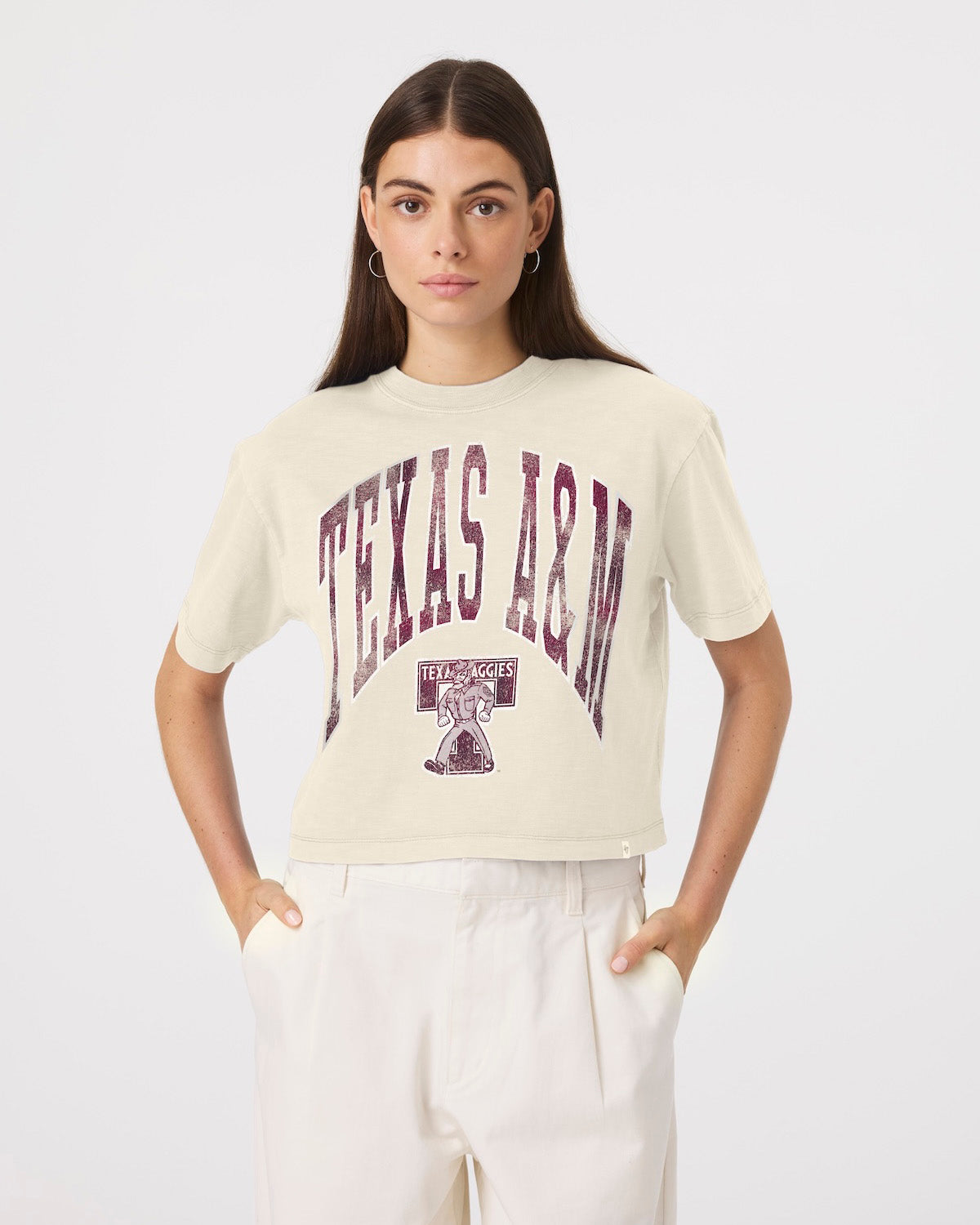 TEXAS A&M AGGIES VINTAGE MINDI HEAVY '47 SLUB CROP TEE WOMENS
