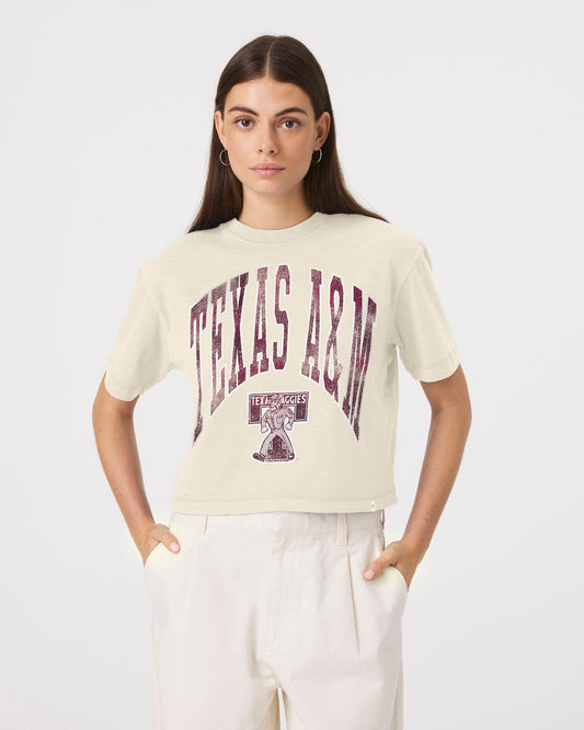 TEXAS A&M AGGIES VINTAGE MINDI HEAVY '47 SLUB CROP TEE WOMENS