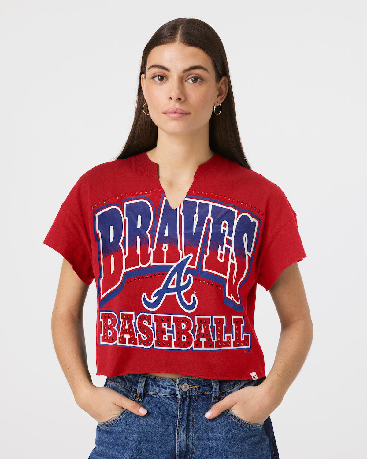 ATLANTA BRAVES WIN BIG '47 OVERSIZED NOTCH NECK TEE WOMENS