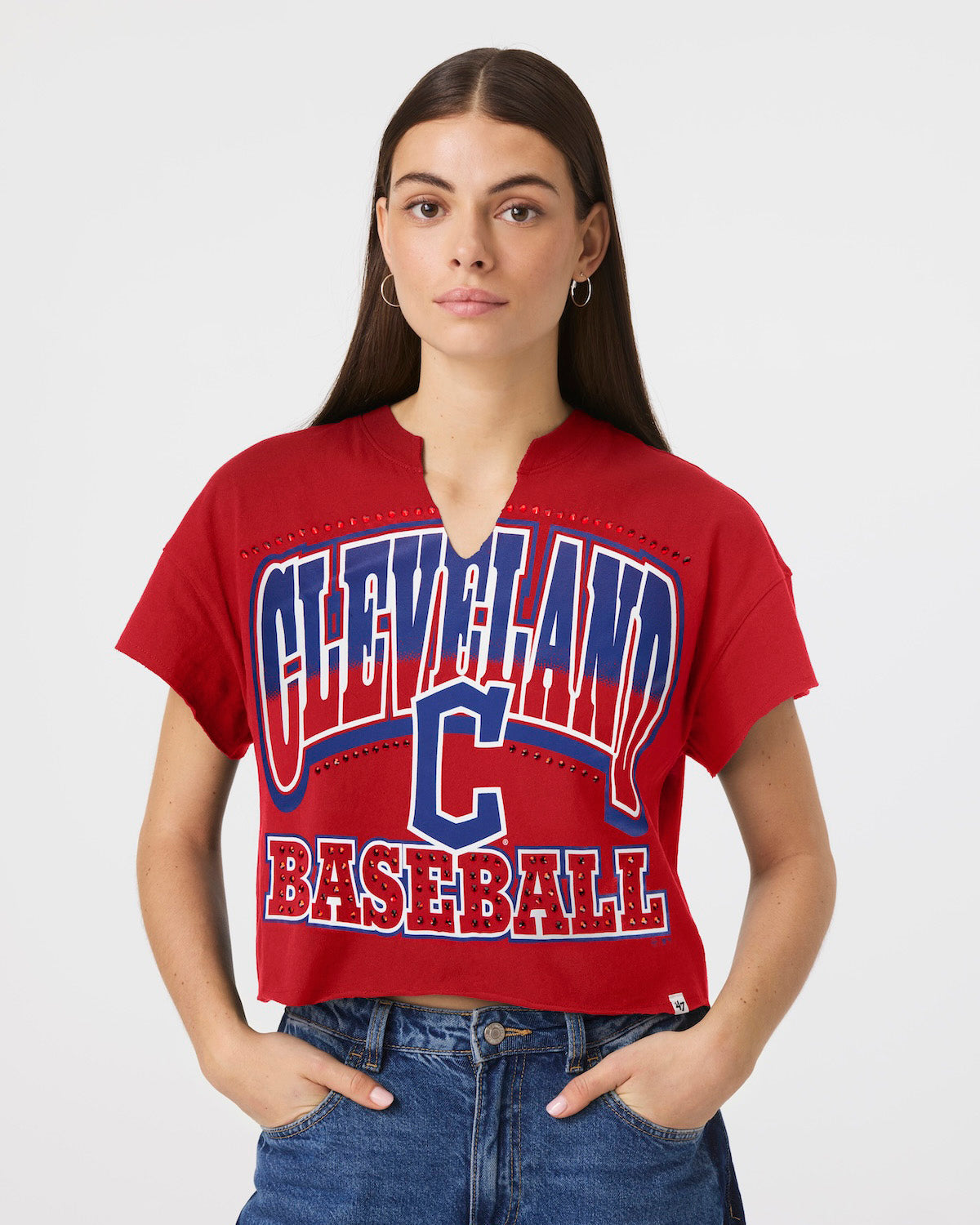 CLEVELAND GUARDIANS WIN BIG '47 OVERSIZED NOTCH NECK TEE WOMENS