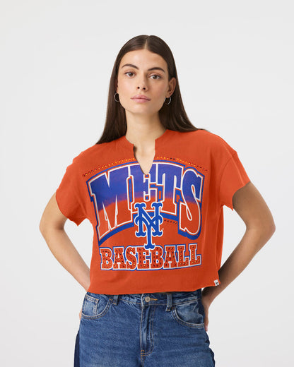 NEW YORK METS WIN BIG '47 OVERSIZED NOTCH NECK TEE WOMENS