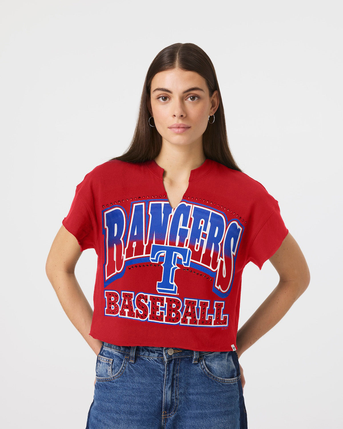 TEXAS RANGERS WIN BIG '47 OVERSIZED NOTCH NECK TEE WOMENS