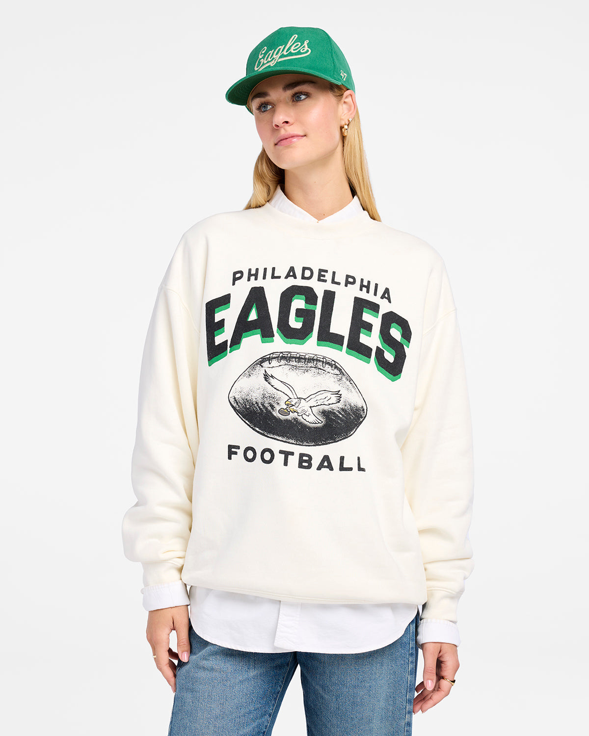 PHILADELPHIA EAGLES HISTORIC ARCH CLOUD '47 OVERSIZED CREW WOMENS