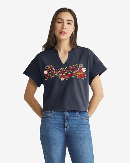 ATLANTA BRAVES STONEY CLOVER LANE X '47 OVERSIZED NOTCH NECK TEE WOMENS
