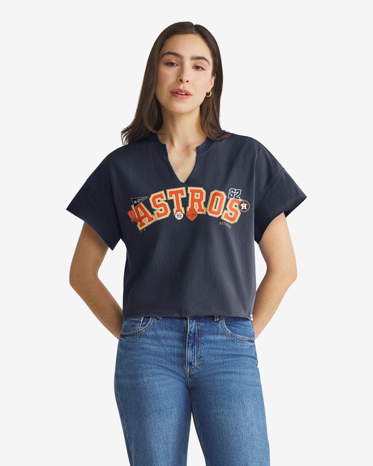 HOUSTON ASTROS STONEY CLOVER LANE X '47 OVERSIZED NOTCH NECK TEE WOMENS