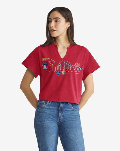 PHILADELPHIA PHILLIES STONEY CLOVER LANE X '47 OVERSIZED NOTCH NECK TEE WOMENS