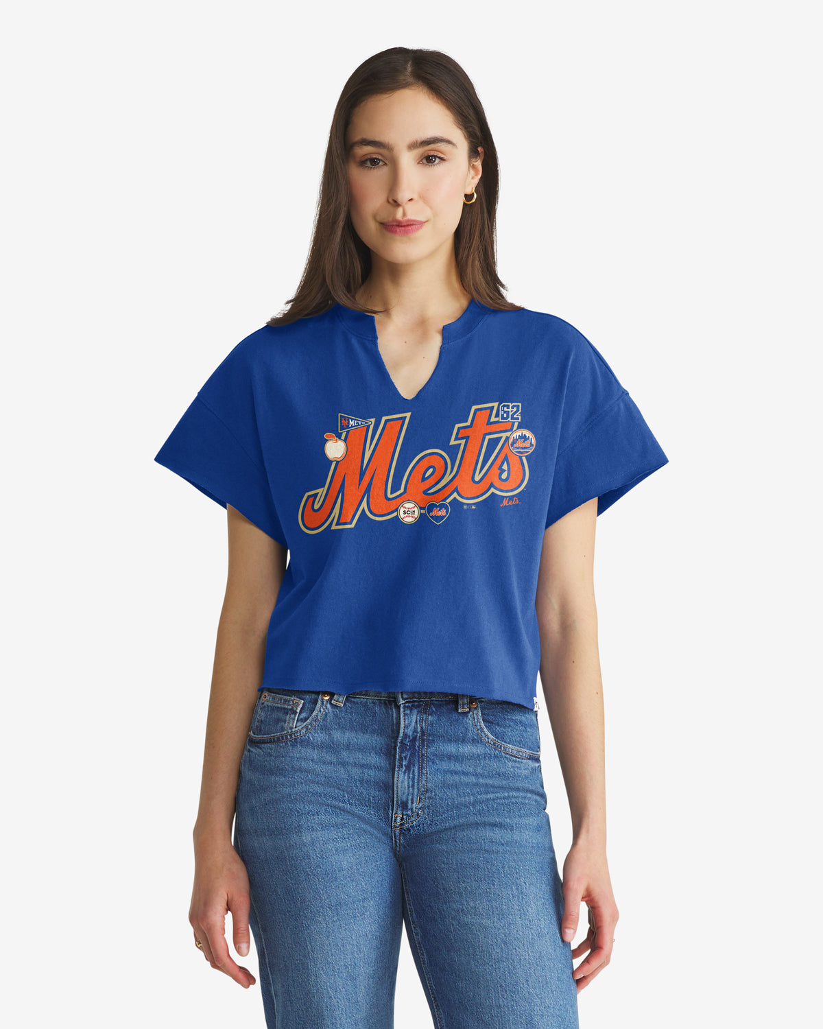 NEW YORK METS STONEY CLOVER LANE X '47 OVERSIZED NOTCH NECK TEE WOMENS