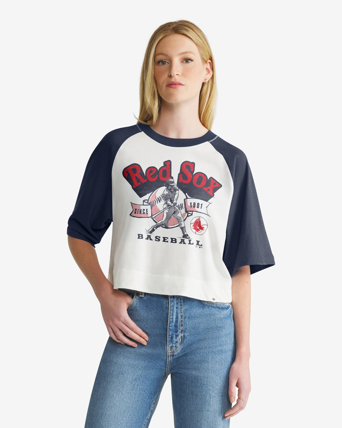 BOSTON RED SOX COOPERSTOWN INFIELD SHIFT '47 RAGLAN CROP TEE WOMENS