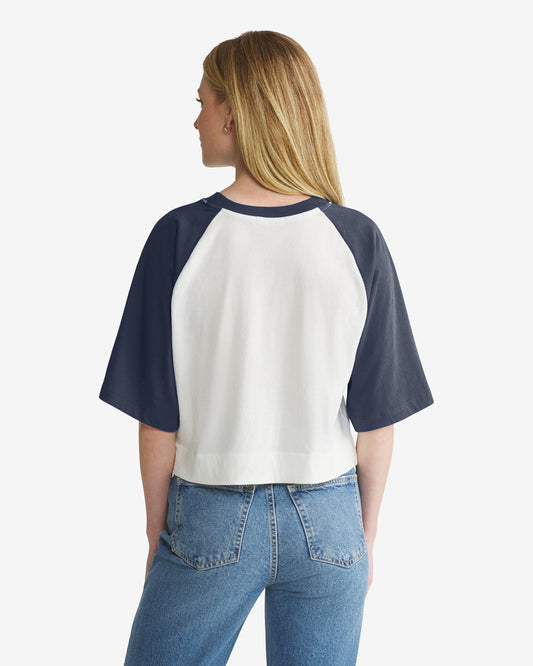 DETROIT TIGERS COOPERSTOWN INFIELD SHIFT '47 RAGLAN CROP TEE WOMENS