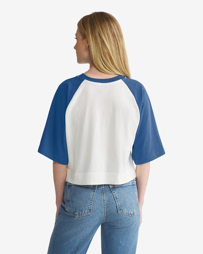 KANSAS CITY ROYALS COOPERSTOWN INFIELD SHIFT '47 RAGLAN CROP TEE WOMENS