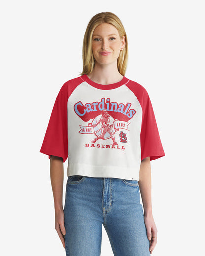ST. LOUIS CARDINALS COOPERSTOWN INFIELD SHIFT '47 RAGLAN CROP TEE WOMENS
